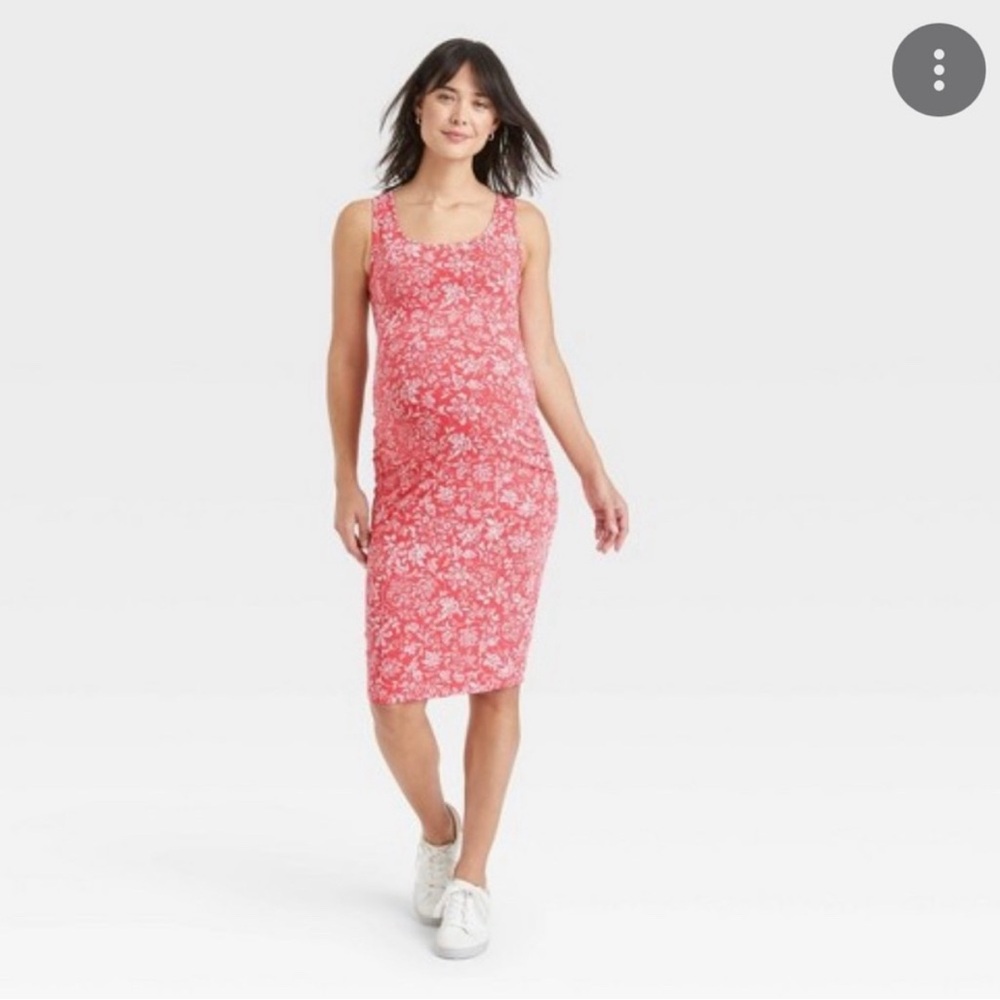 NWT Ingrid and Isabel Pink Floral Sleeveless Bodycon Maternity Dress Size M